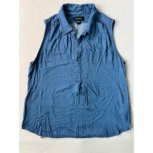 Karen Kane Womens Blue Sleeveless Chambray Top Blouse 2L90532 Coastal Cowgirl